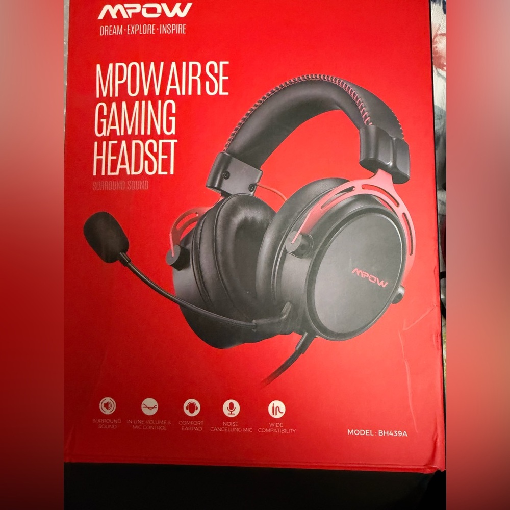MPOW AirSE Over-Ear Gaming Headset - Black and Red